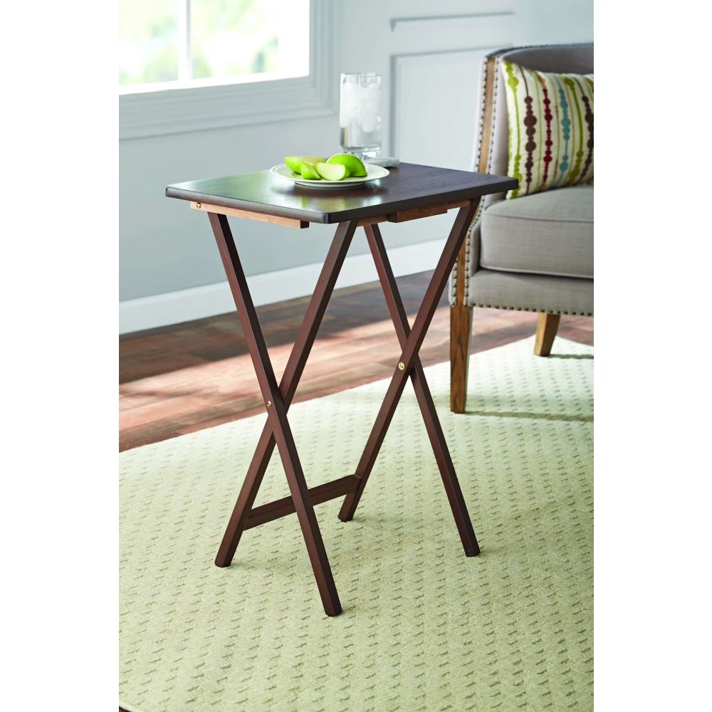 Desk Setup For Laptop - Opklapbare tv-tafel van rubberhout met walnootafwerking,