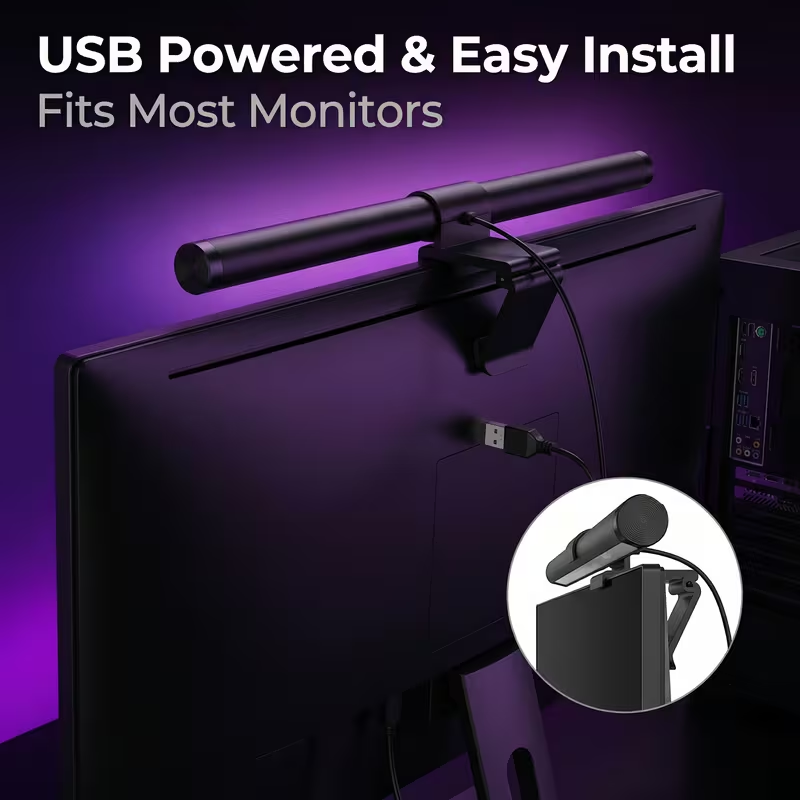 Desk Setup Light - LED-monitorlichtbalk met afstandsbediening, traploos dimbaar, hanglamp
