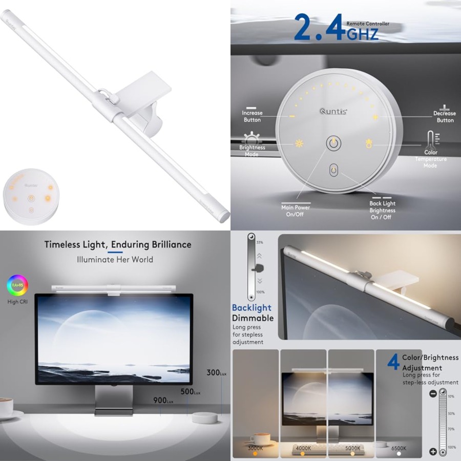 Desk Setup No Monitor - Monitorlichtbalk met afstandsbediening, oogbescherming zonder verblinding,