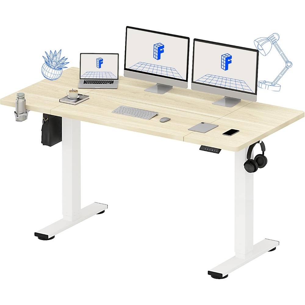 Desk Setup White - FLEXISPOT 63x32 inch elektrisch sta-bureau, witte