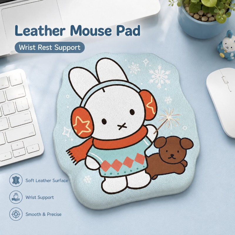 Desk Setup For Laptop - Anime Miffy Lederen Muismat met Polsteun