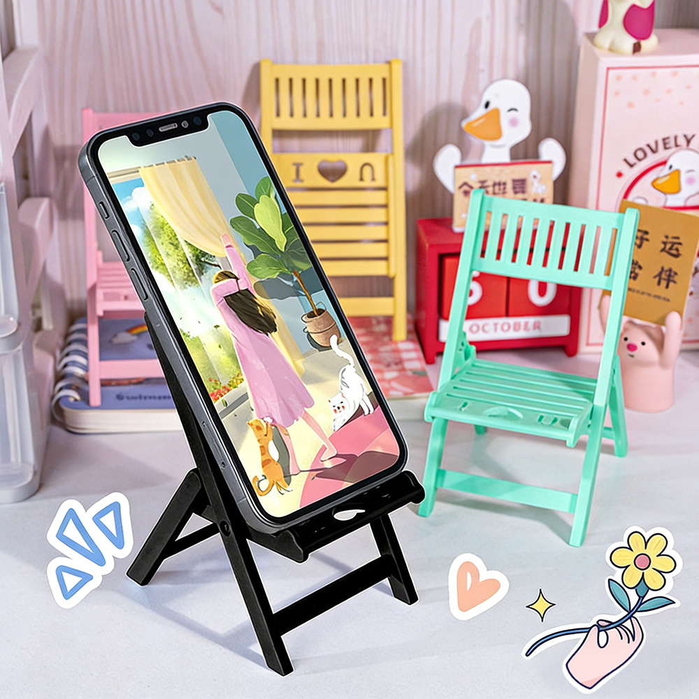 Desk Setup Gear - Creatieve opvouwbare stoeltelefoonstandaard Draagbare videostandaard voor