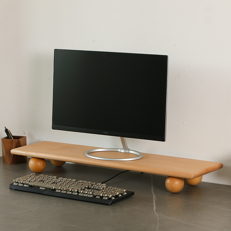 Desk Setup Dual Monitor - Desktop Riser van natuurlijk hout, dubbele
