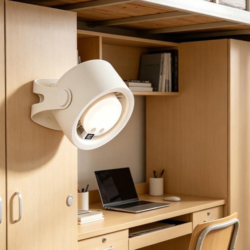 Fan Desk Small Usb - Led-bureauventilator, 3 kleuren dimbaar, stille circulatie,