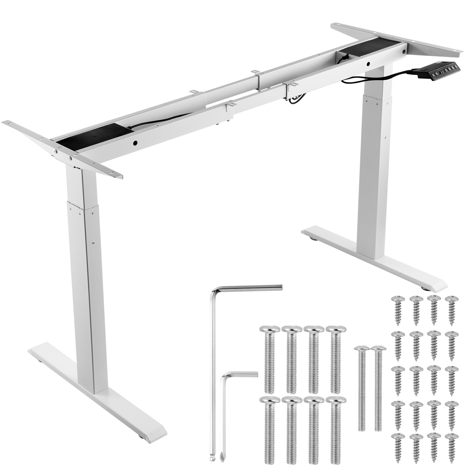 Desk Setup White - SucceBuy Staand bureauframe Elektrische standaardcomputer Bureaupoten