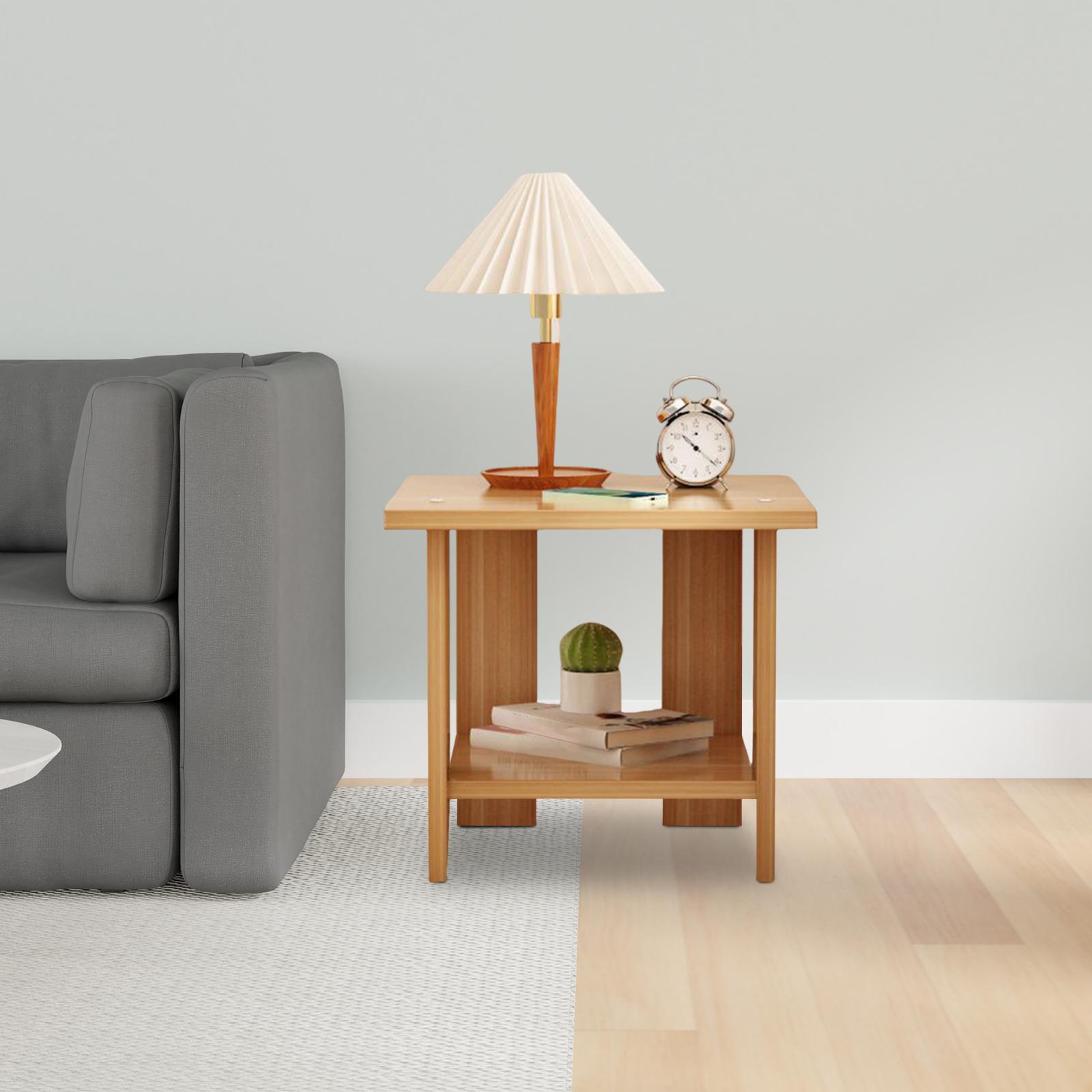 Desk Setup For Laptop - Houten Dubbellaags Bijzettafel Multifunctioneel Stevig Modern