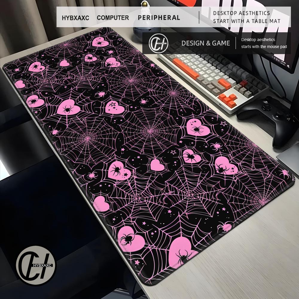 Desk Setup With Laptop - 90x40 Wit of Roze Spinnenweb Hartjes