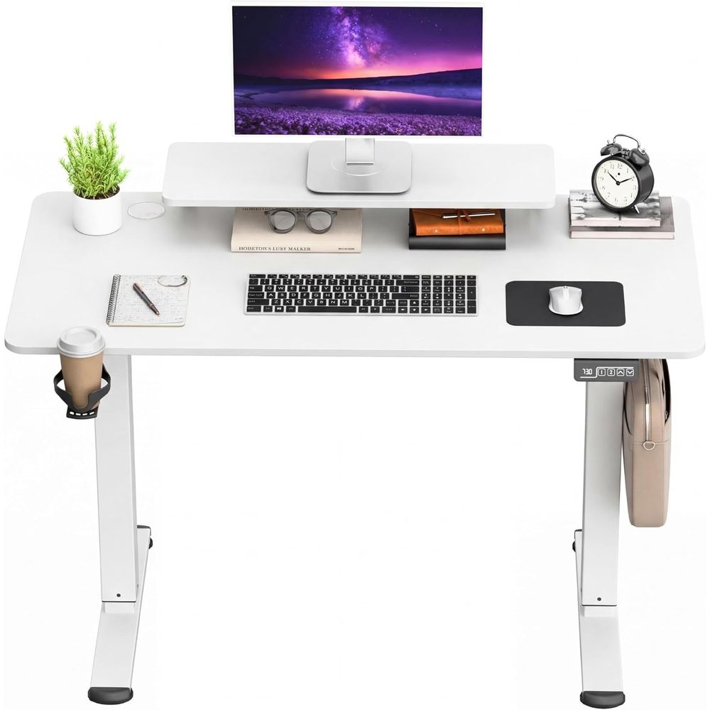 Desk Setup White - Wit 47-inch in hoogte verstelbaar zit-sta