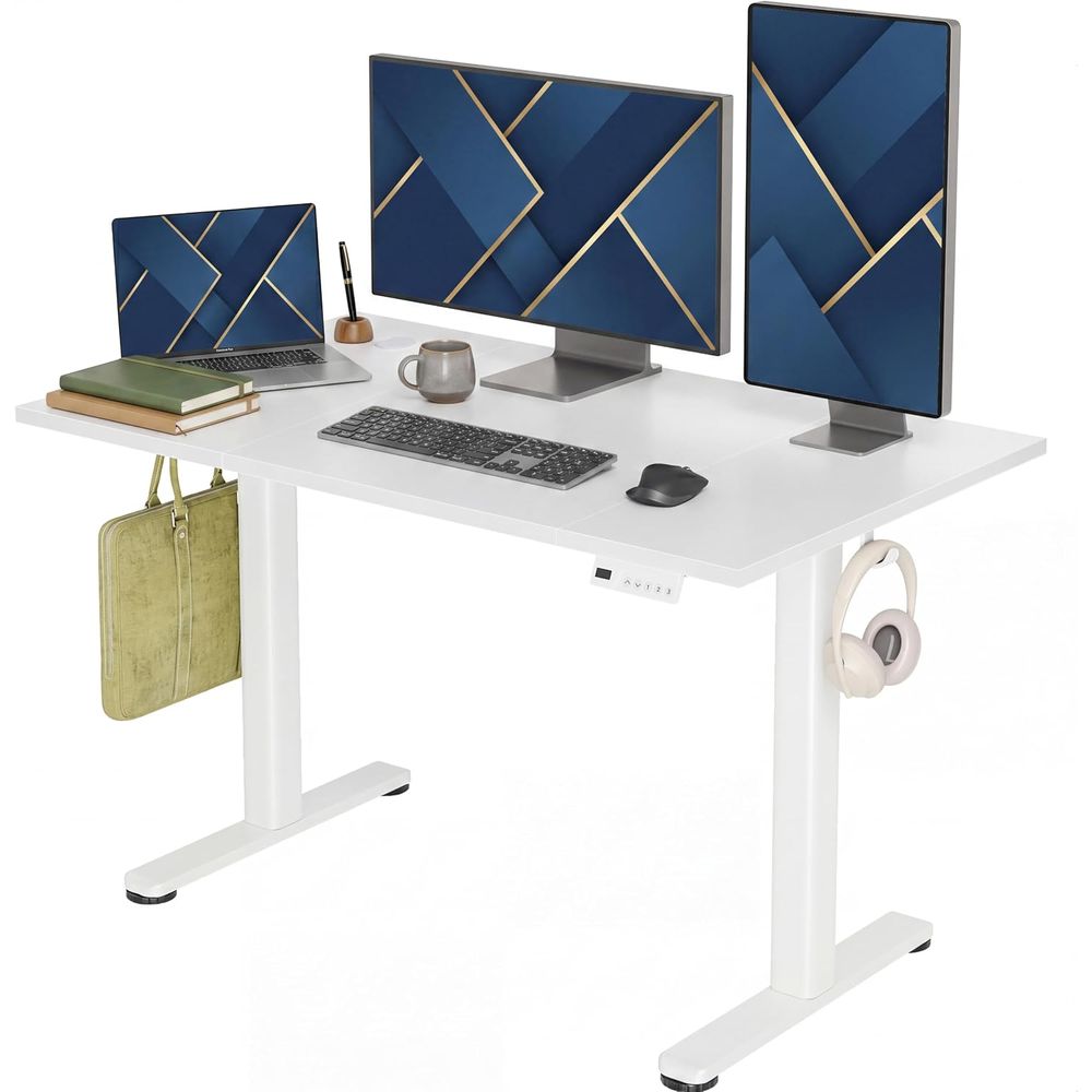 Desk Setup Dual Monitor - Gemotoriseerd verstelbaar bureau 48x24 - Ergonomisch