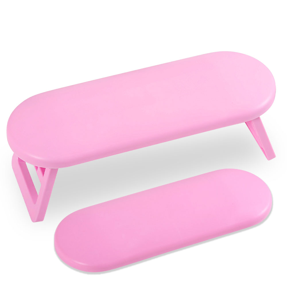 Desk Setup White - Roze/wit draagbaar ontwerp Nail Art Handkussen