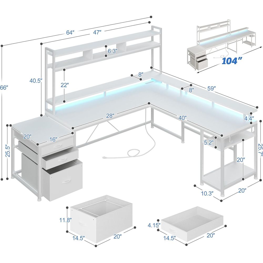 104-inch L-vormig bureau voor  - Desk Setup Dual Monitor recensie en prijs