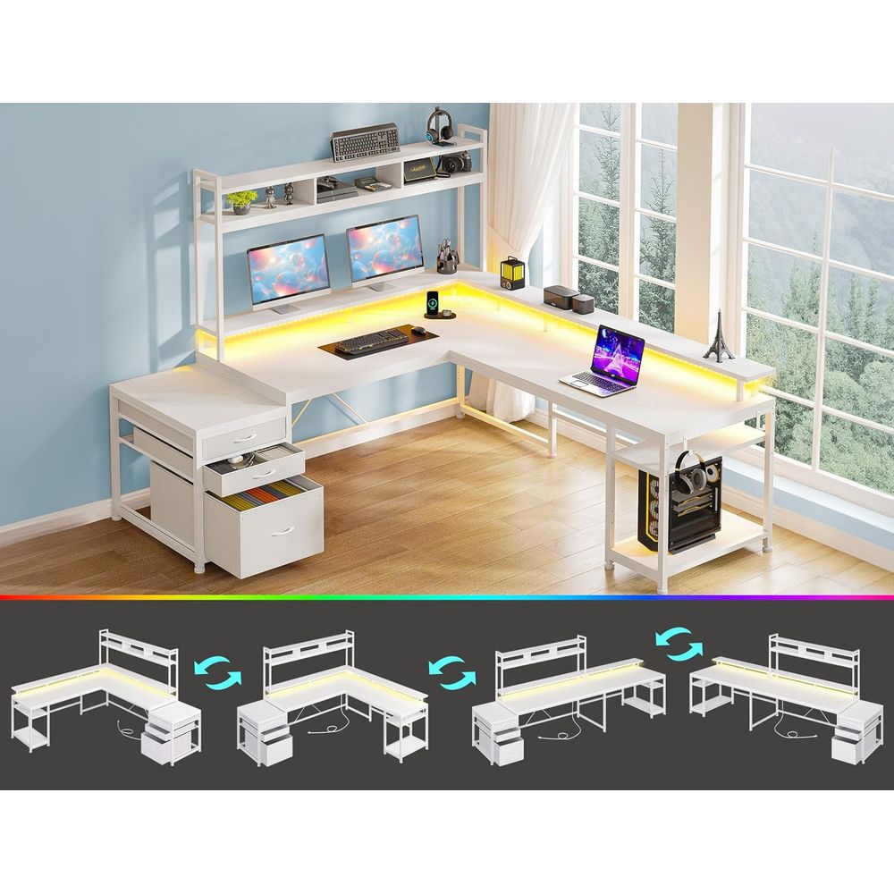 104-inch L-vormig bureau voor  - Desk Setup Dual Monitor recensie en prijs