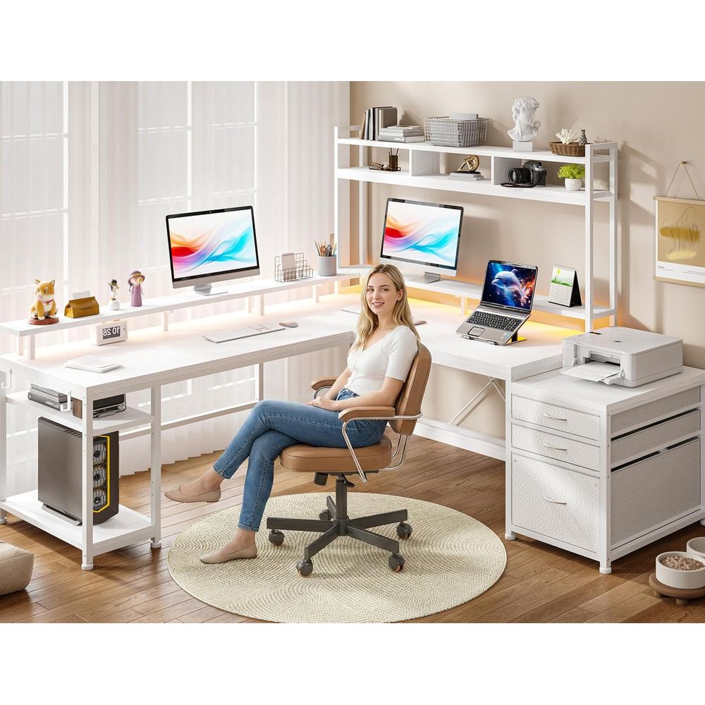 104-inch L-vormig bureau voor  - Desk Setup Dual Monitor recensie en prijs