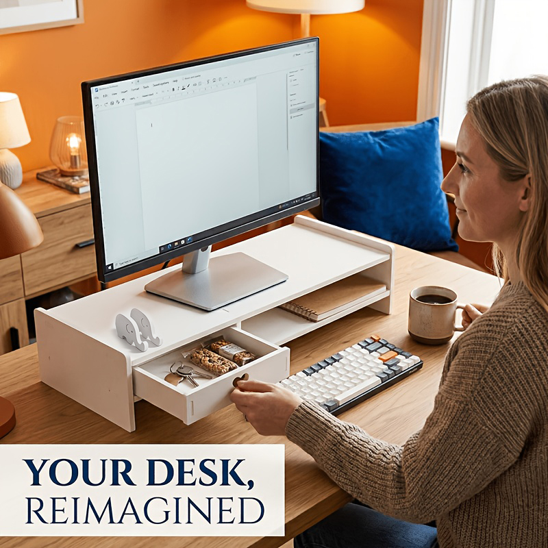 Minimalistische witte PVC-moni - Desk Setup White recensie en prijs