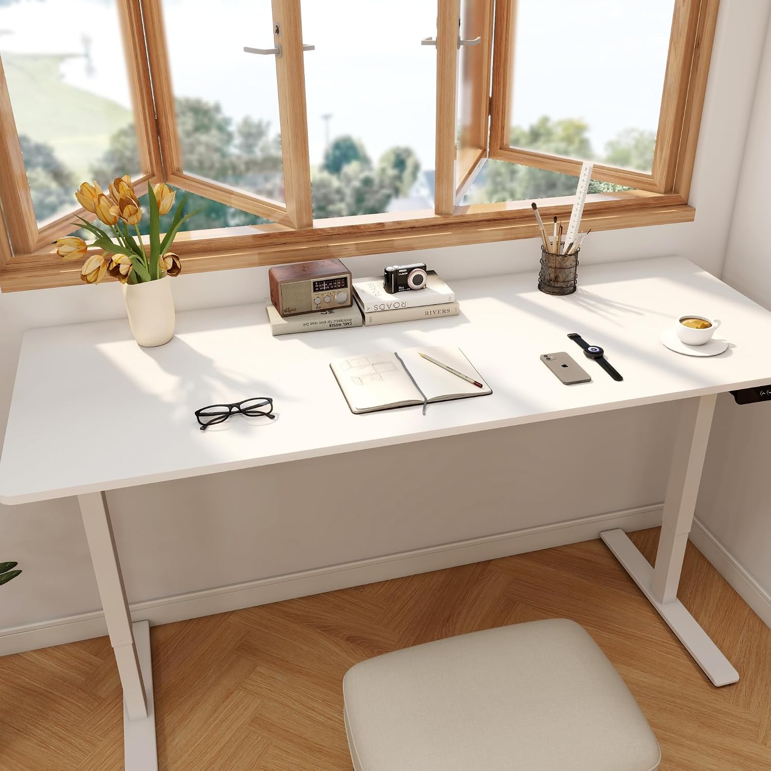 Groot Elektrisch In hoogte ver - Desk Setup Dual Monitor recensie en prijs
