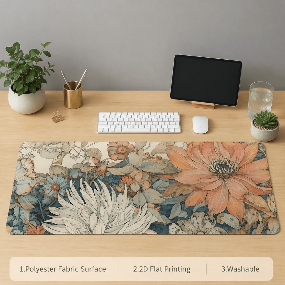 Retro bloementafelmat met plan - Desk Setup With Laptop recensie en prijs