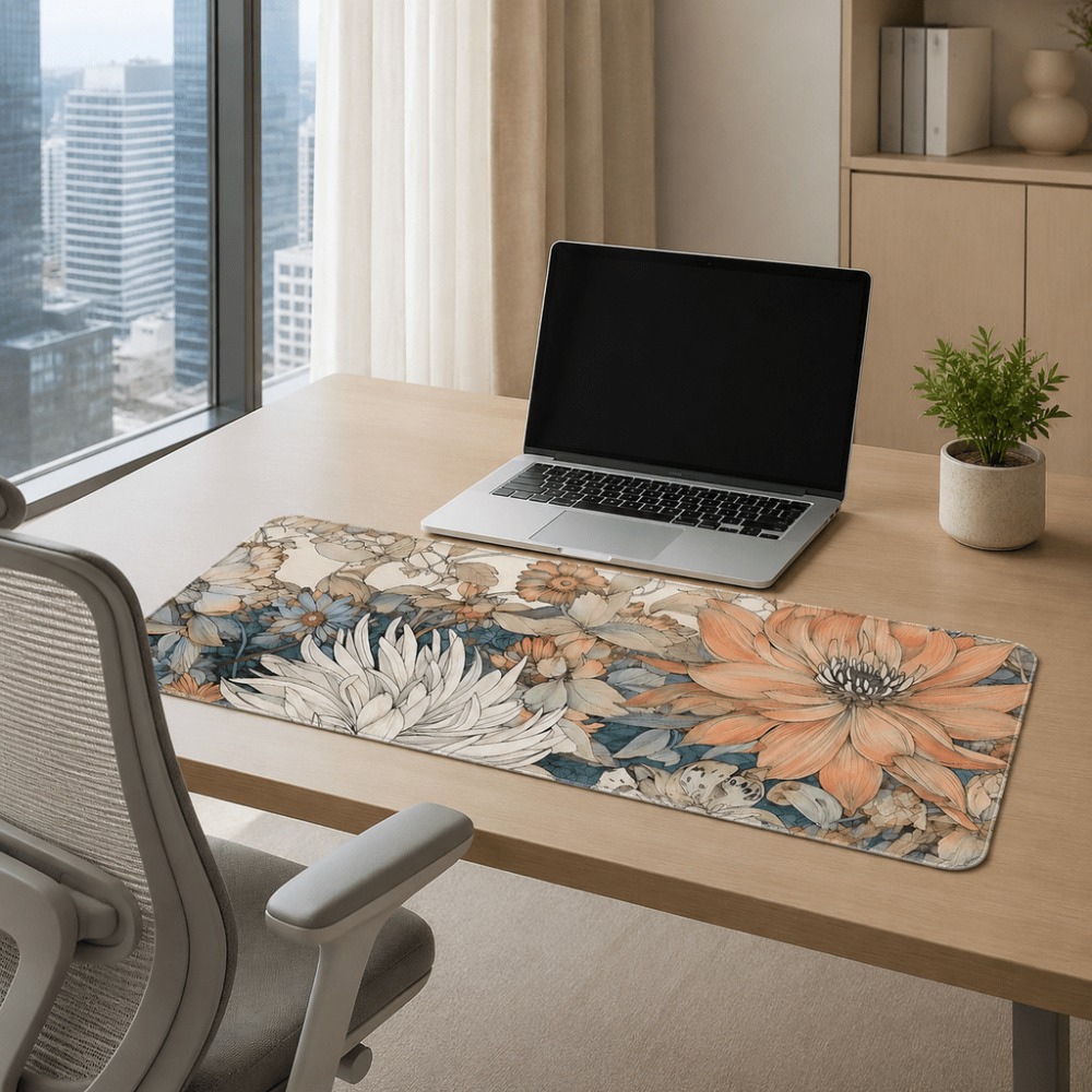 Retro bloementafelmat met plan - Desk Setup With Laptop recensie en prijs