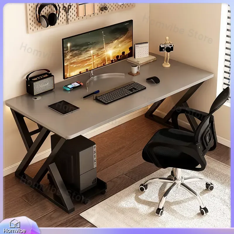 Modern houten computerbureau v - Desk Setup Ergonomics recensie en prijs