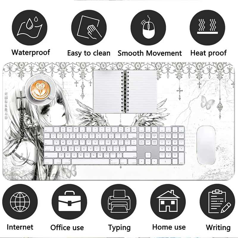 Leren muismat Zwart Wit Anime  - Desk Setup White recensie en prijs