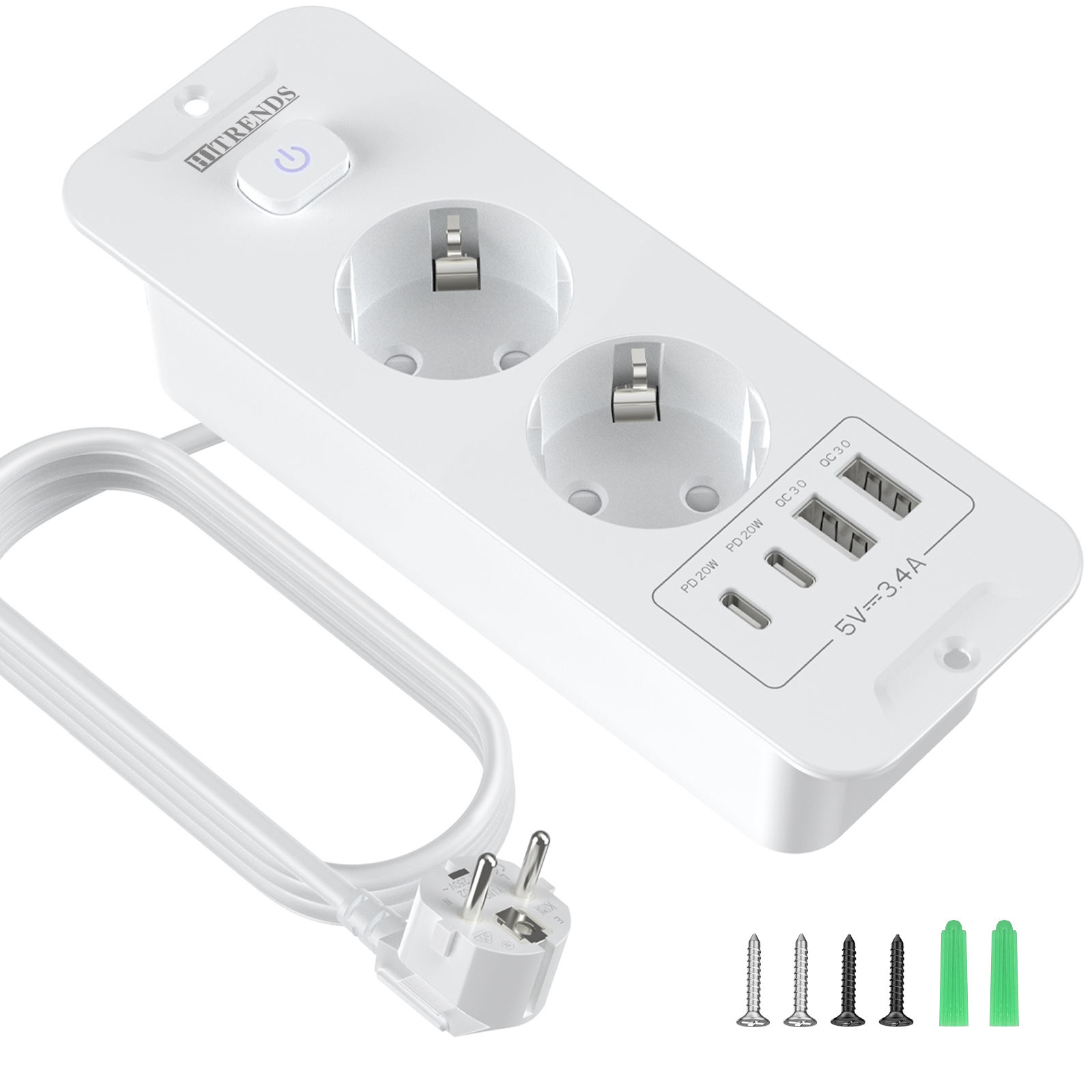 Desktop ingebouwd stopcontact  - Power Strip Flat recensie en prijs